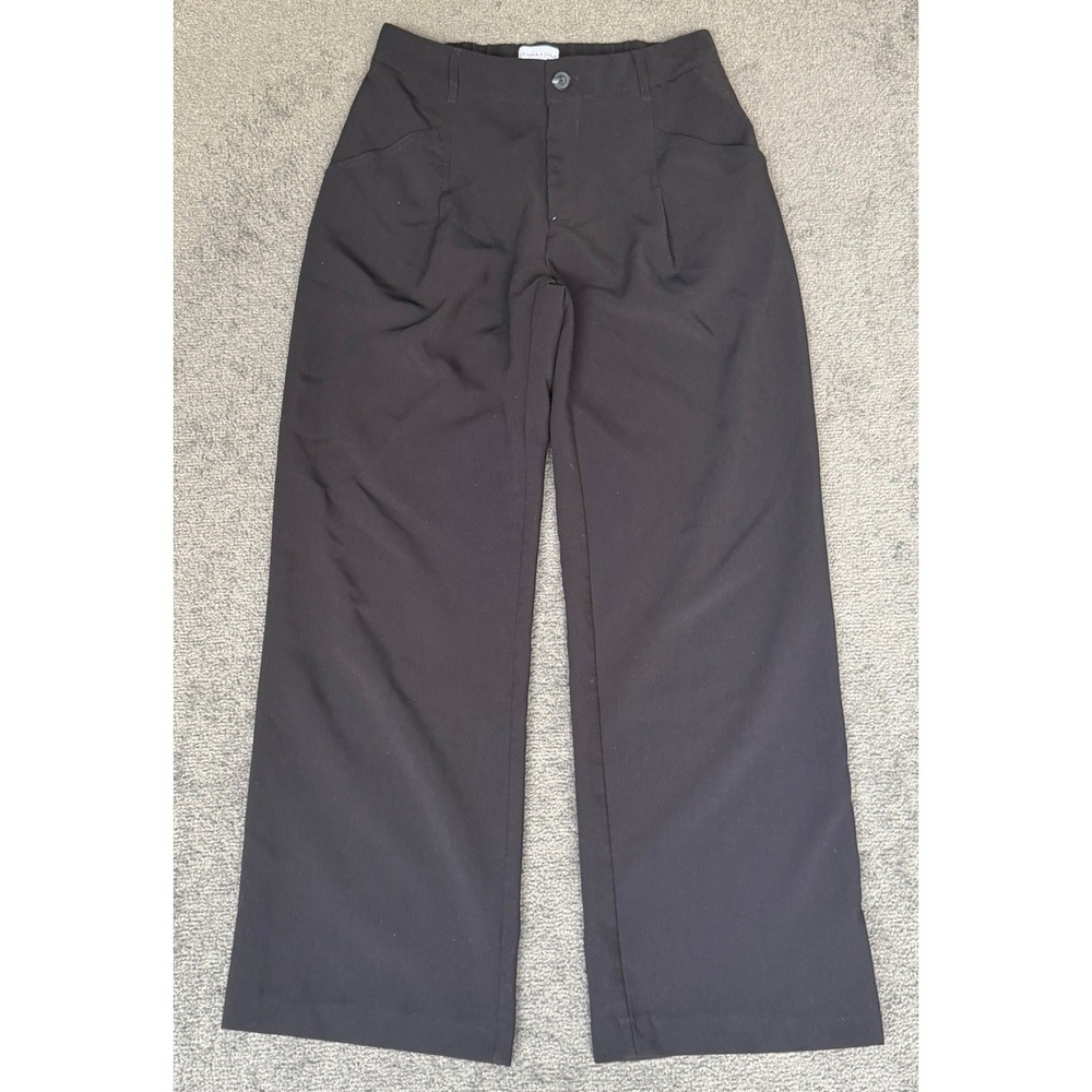 Gemma+Jane Womens Black Wide Leg Trousers Elastic Back Career Pants Size Medium